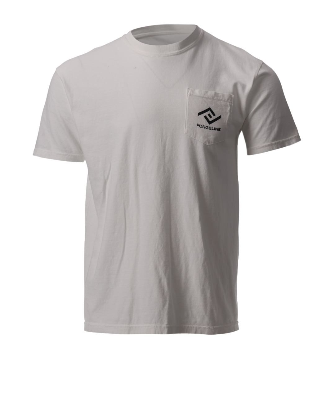 The ForgeLine Pocket Tee in White, flat lay front