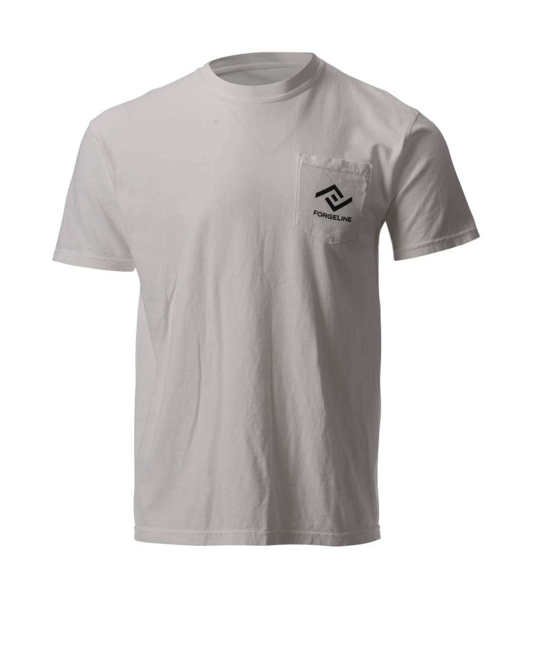 The ForgeLine Pocket Tee in White, flat lay front